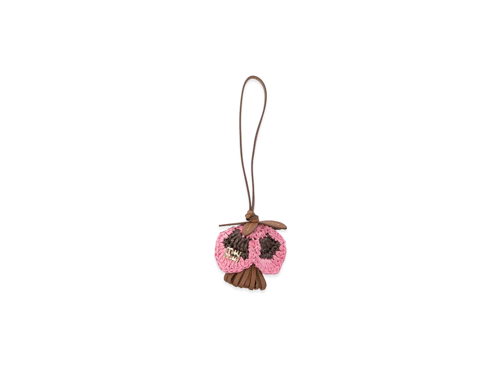 MIU MIU Women's Leather and Raffia Charm "Pink"