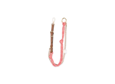 MIU MIU Women's Leather And Fabric Keyring Chains "Brown/Pink"