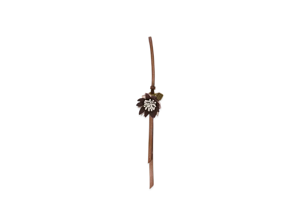 MIUMIU Trick Leather Keyring "Brown/Powder Beige"