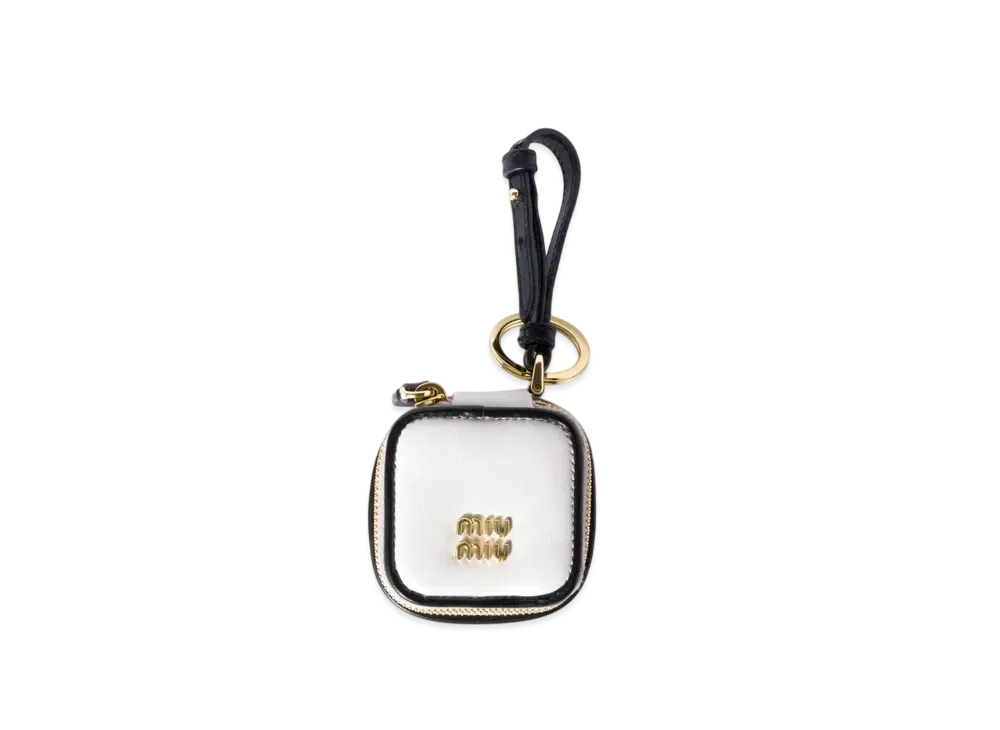 MIUMIU Trick Leather Keyring "Off White/Black"
