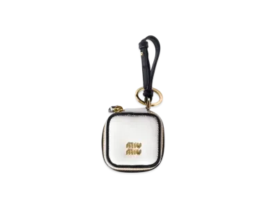 MIUMIU Trick Leather Keyring "Off White/Black"