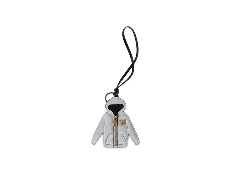 MIUMIU Trick Leather Keyring "Gray"