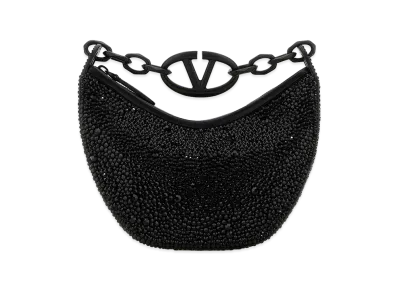 Valentino Women's Embellished Leather Hobo Vlogo Moon Handbag "Black"