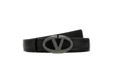 Valentino Women's Leather Vlogo The Bold Edition Belt "Black"
