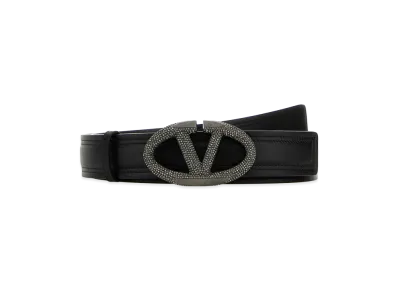 Valentino Women's Leather Vlogo The Bold Edition Belt "Black"