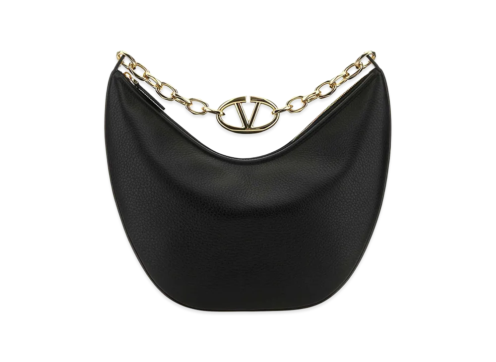 Valentino Women's Leather Medium Hobo Vlogo Moon Shoulder Bag "Black"