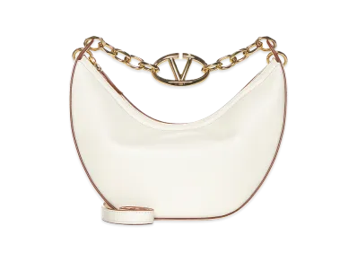 Valentino Women's Leather Small Hobo Vlogo Moon Handbag "Ivory/White"