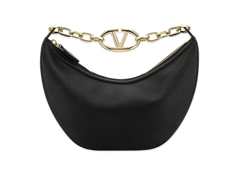 Valentino Women's Leather Small Hobo Vlogo Moon Handbag "Black"