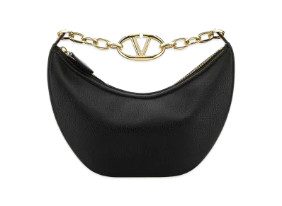 Valentino Women's Leather Small Hobo Vlogo Moon Handbag "Black"