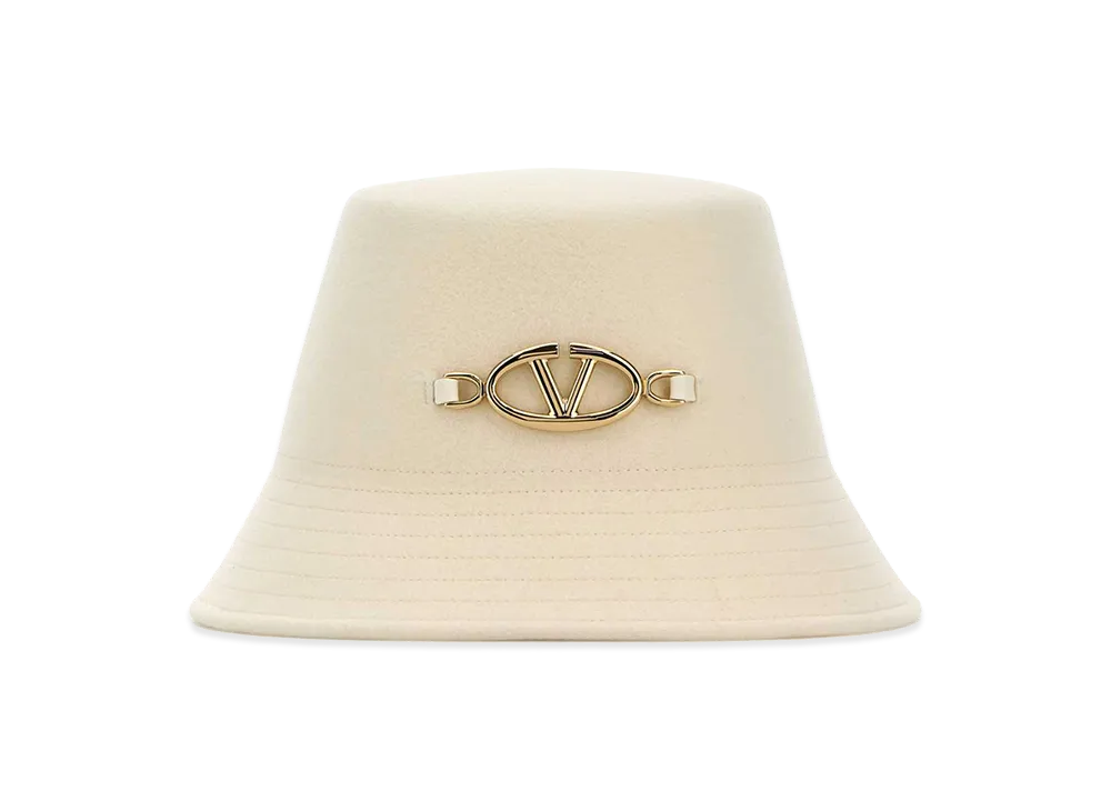 Valentino Women's Felt Bucket Hat "Ivory/White"