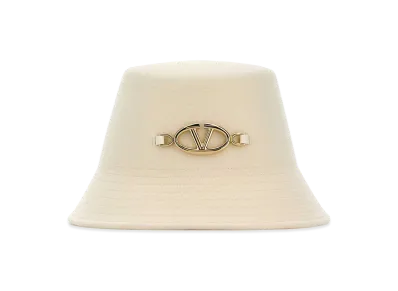 Valentino Women's Felt Bucket Hat "Ivory/White"