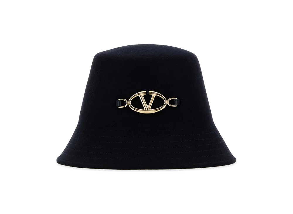 Valentino Women's Felt Bucket Hat "Midnight Blue"
