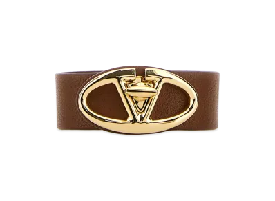 Valentino Women's Leather Vlogo Bracelet "Brown"