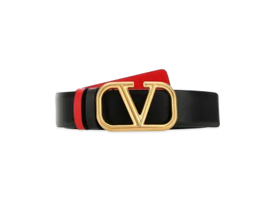 Valentino Women's Leather Vlogo Signature Reversible Belt "Black"
