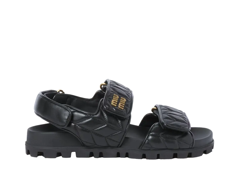 MIUMIU WMNS Sporty Matelasse Nappa Leather Sandals "Black"