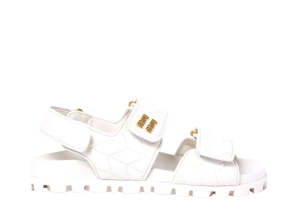 MIUMIU WMNS Sporty Matelasse Nappa Leather Sandals "White"