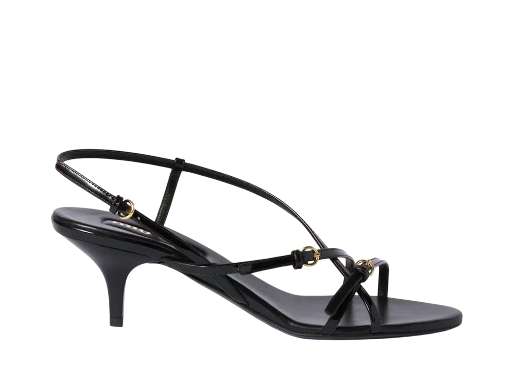 MIUMIU Women's Patent Leather Sandals With Buckles "Black"