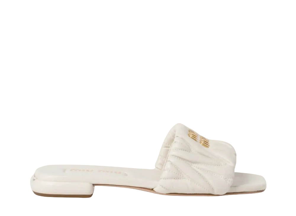 MIUMIU WMNS Matelasse Nappa Leather Slides "White"