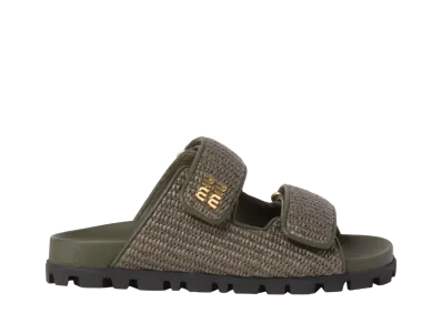 MIUMIU WMNS Raffia-Effect Woven Fabric Slide "Khaki"