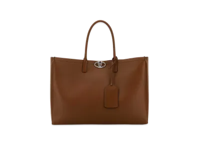 Valentino Leather Vlogo Shopping Bag "Brown"