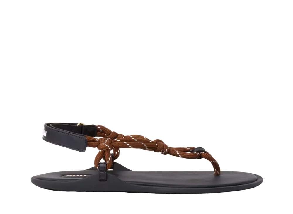 MIUMIU Riviere Cord and Leather Sandals "Brown"