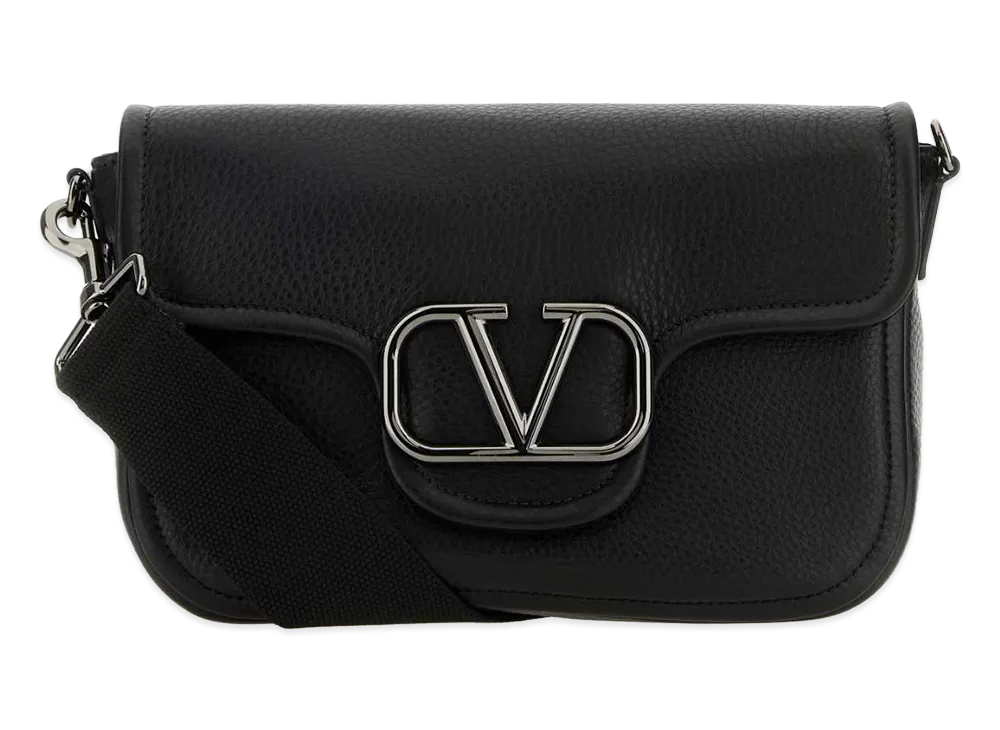 Valentino Leather Vlogo Crossbody Bag "Black"