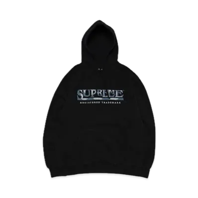 Supreme Denim Logo Hooded Sweatshirt "Black"