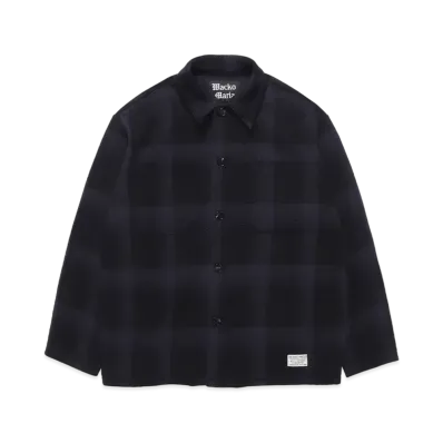 WACKO MARIA Check Fleece Shirt Jacket "Navy"