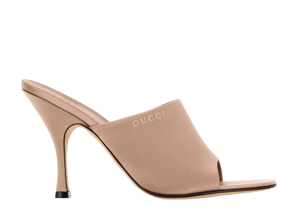 GUCCI Women's Powder Pink Satin Mules "Pink"