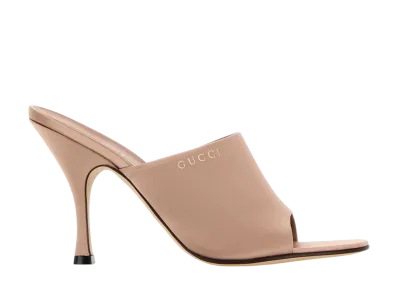 GUCCI Women's Powder Pink Satin Mules "Pink"