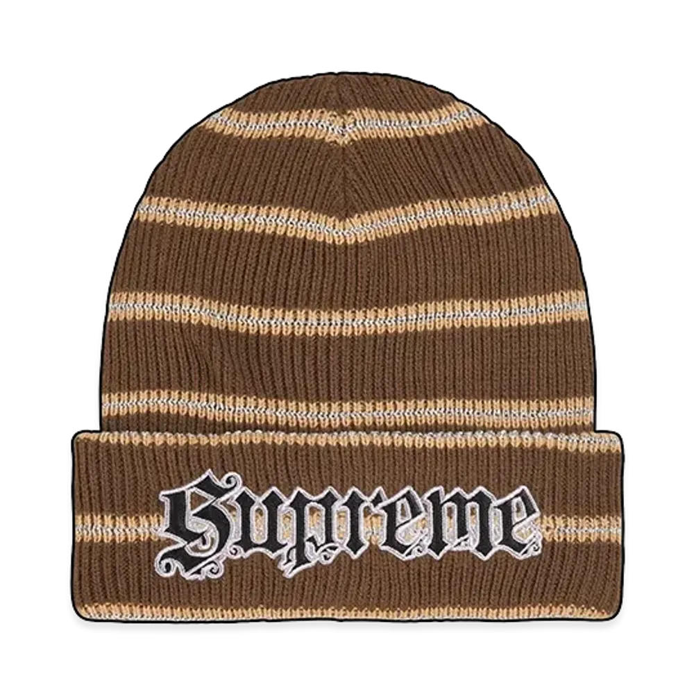 Supreme Metallic Stripe Beanie "Brown"