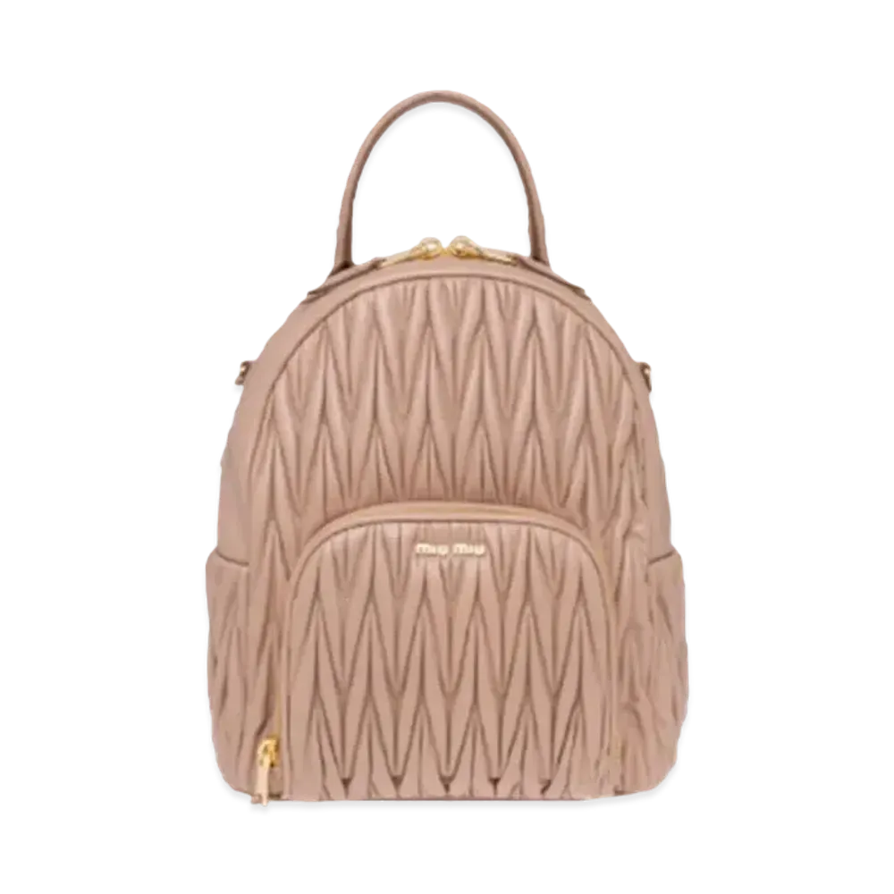 MIU MIU Materasse Leather Backpack "Beige Pink"