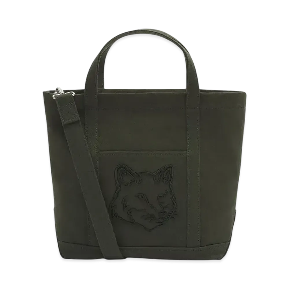 Maison Kitsune Fox Head Small Tote "Ranger Green"