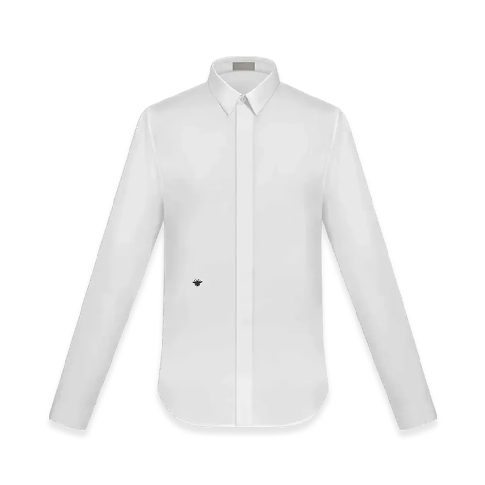 Dior Bee Embroidery Cotton Poplin Shirt "White"