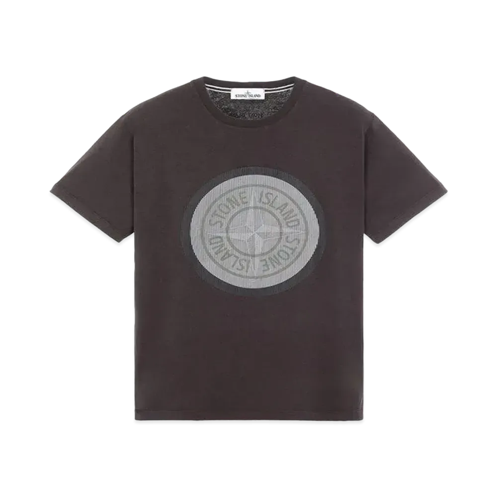 Stone Island 2NS89 COTTON JERSEY, 'LENTICULAR TWO' PRINT_SLIM FIT "Dark Brown"