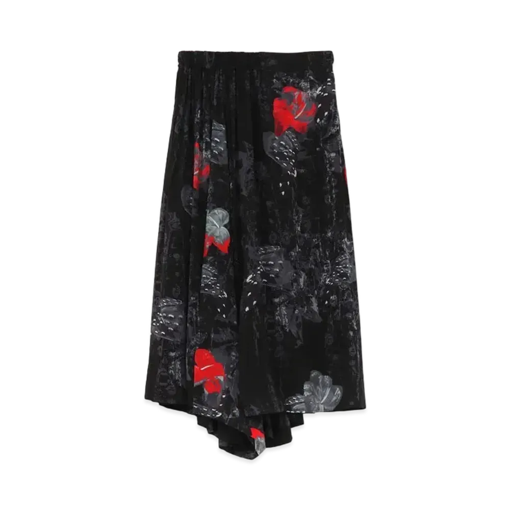 Yohji Yamamoto Y's LES ARTS GRAPHIQUES Ry/LAWN WIRE PRINT RED RIGHT GATHER PANTS "Red"