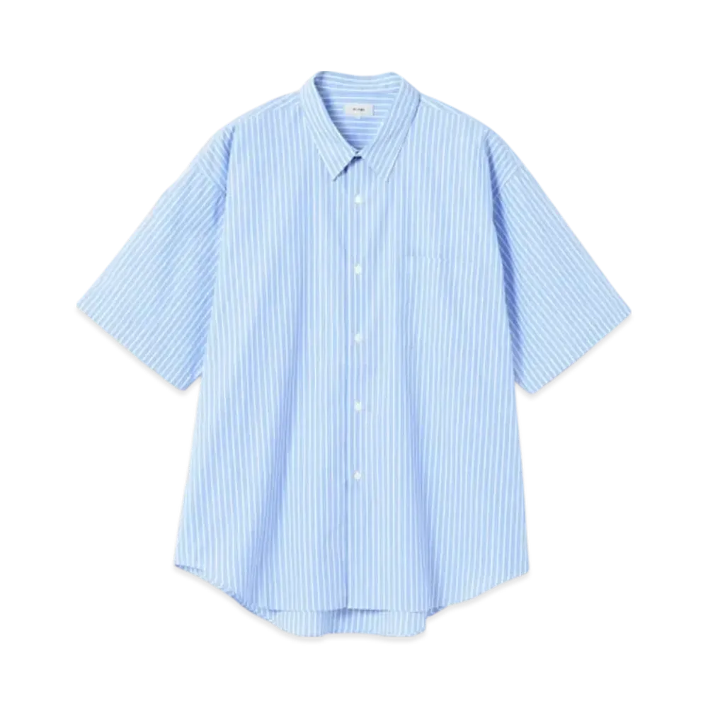 BEAMS Striped Easy Mini Regular Collar Shirt "Sax"