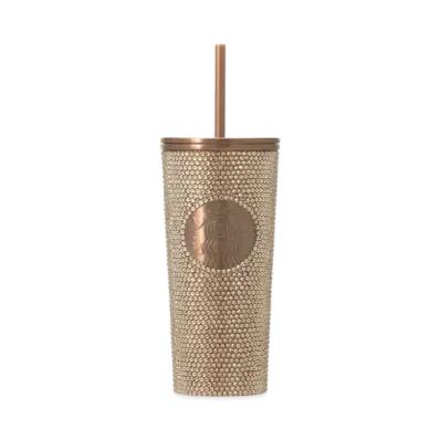 STARBUCKS Stainless Steel Cold Cup Tumbler With Rhinestones 473ml "Gold"