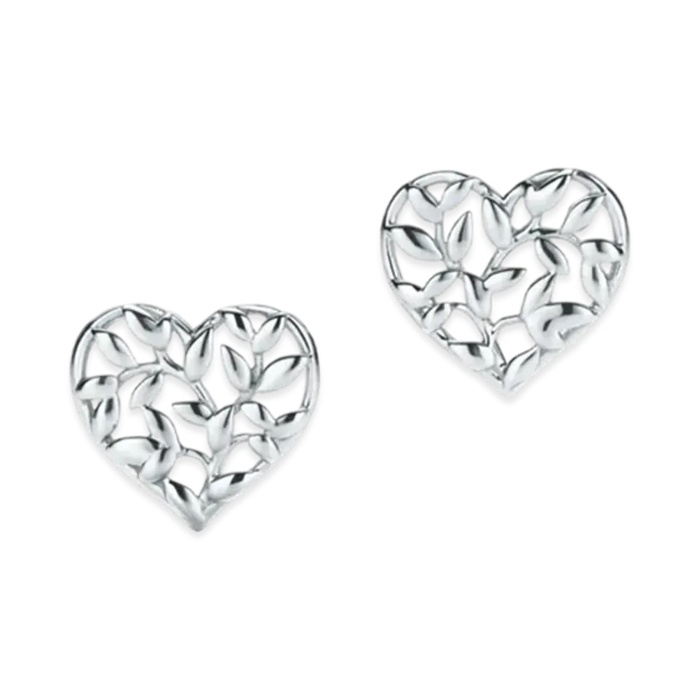 Tiffany & Co. Paloma Picasso Olive Leaf Heart Earrings "Silver"