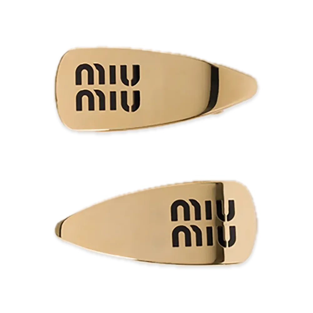 MIU MIU Enamel Metal Hair Clip "Black"