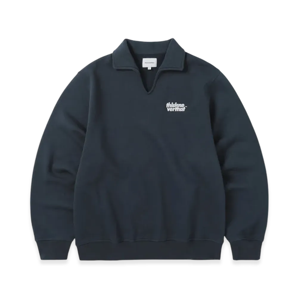 thisisneverthat Open Collar Sweatshirt "Navy"