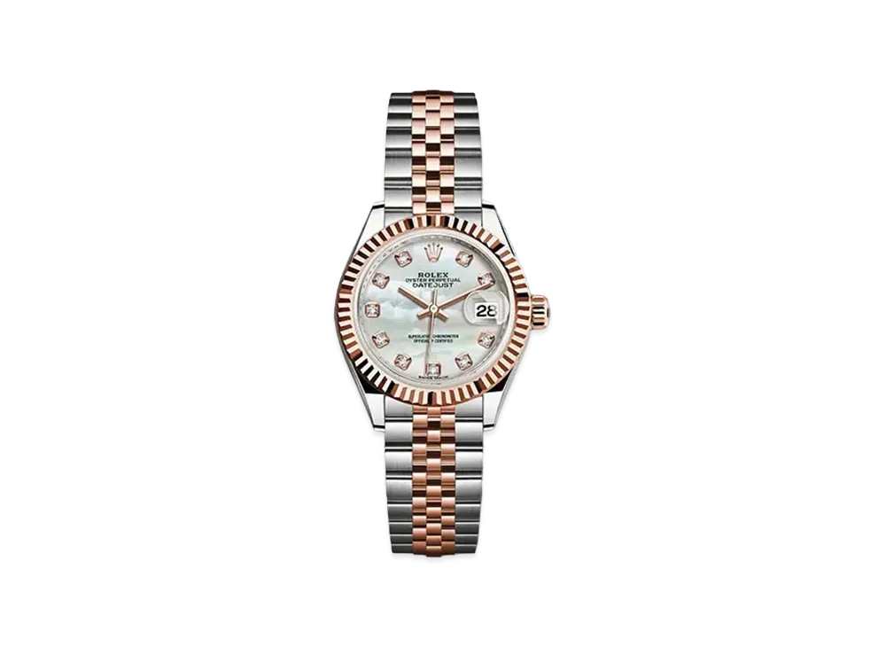 ROLEX Date-Just 28 White Shell Dial 10P Diamonds 279171NG