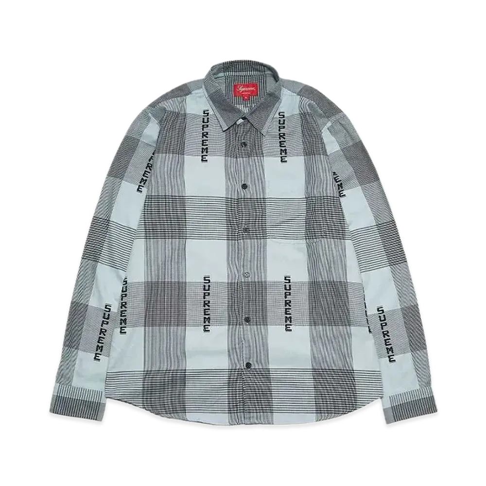 Supreme Logo Plaid Shirt "Blue"