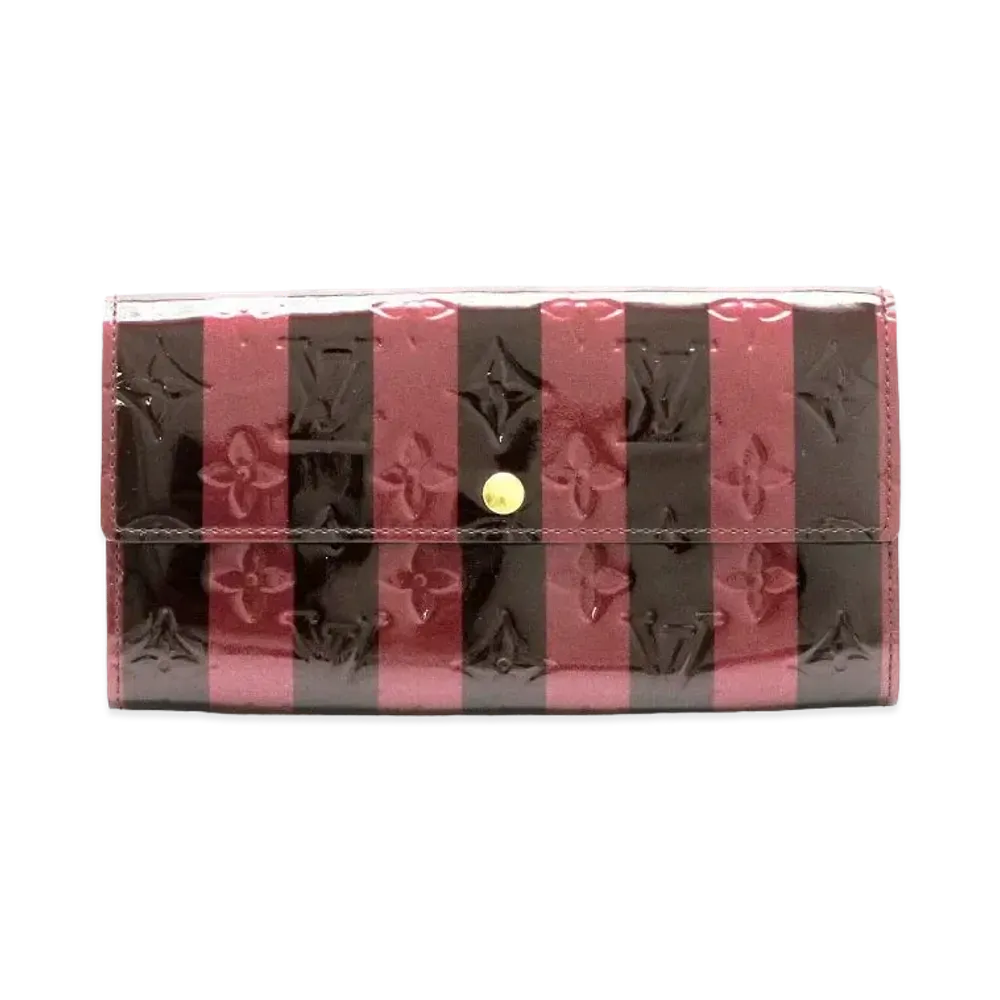 Louis Vuitton Sarah Wallet Vernis "Amarante Rayure"
