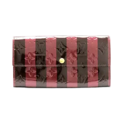 Louis Vuitton Sarah Wallet Vernis "Amarante Rayure"