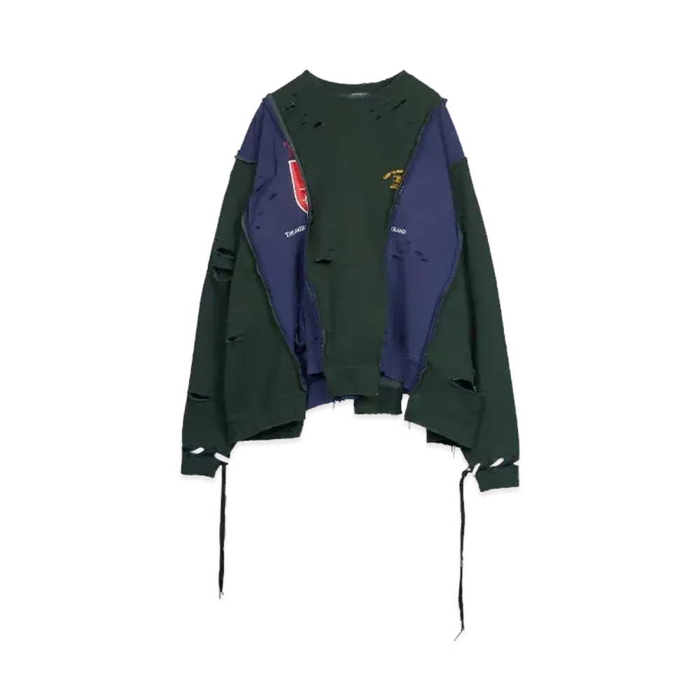 DISCOVERED HYPE DROP EXCLUSIVE WIDE DAMAGE COLLEGE SWEAT "BLACK EX09"