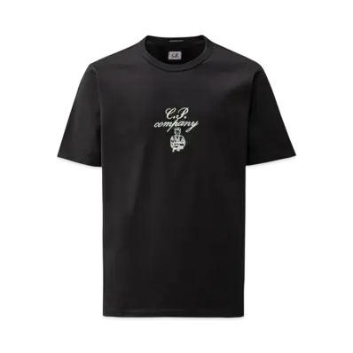 C.P. Company 30/2 Mercerized Jersey Twisted Embroidery T-Shirt "Total Eclipse Blue"