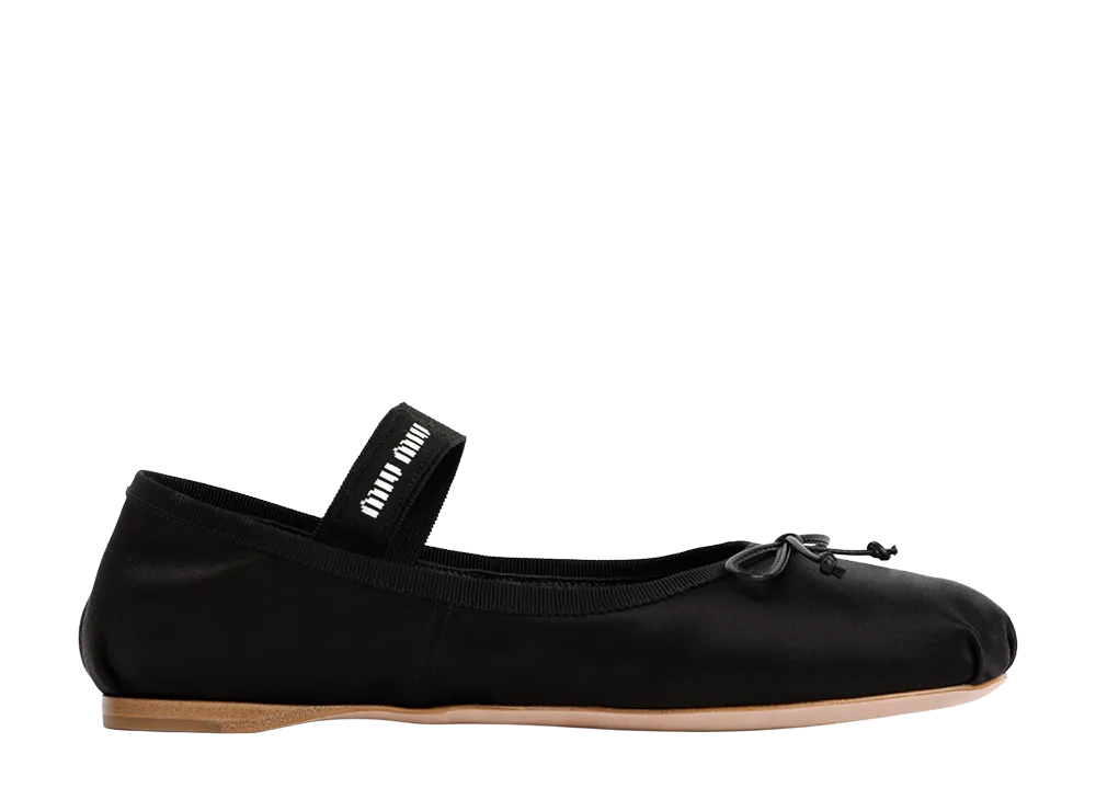 MIU MIU Women's Logo Ballet Flats "Black"