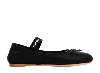 MIU MIU Women's Logo Ballet Flats "Black"
