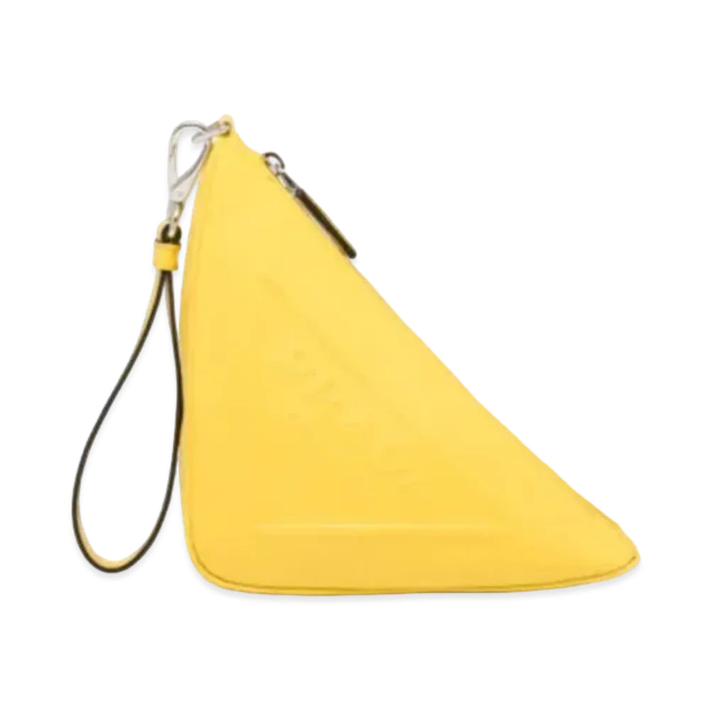 PRADA Triangle Leather Pouch "Yellow"